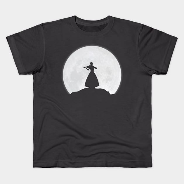 Violinist woman and the Moon Kids T-Shirt by Crab